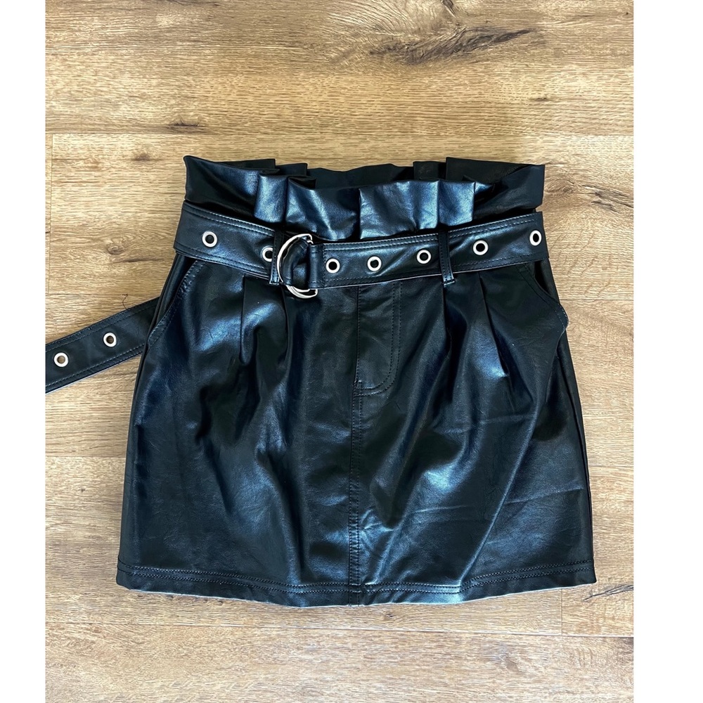 Trendy Black Leather Skirt **Brand New**